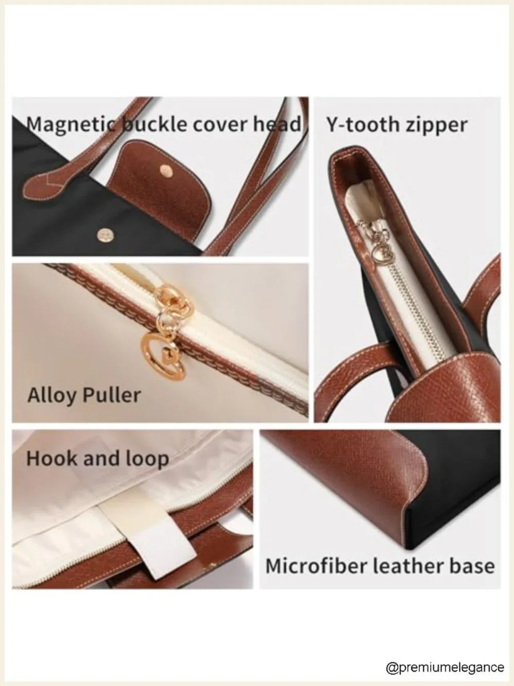 Slim Structured Work Tote Bag with Zipper, Lightweight Office Handbag